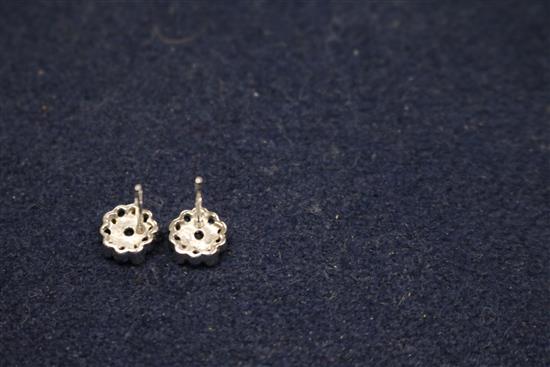 A pair of 18ct white gold, diamond and sapphire cluster ear studs, 8mm.